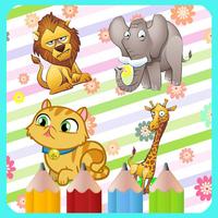 Animals coloring kids fun постер