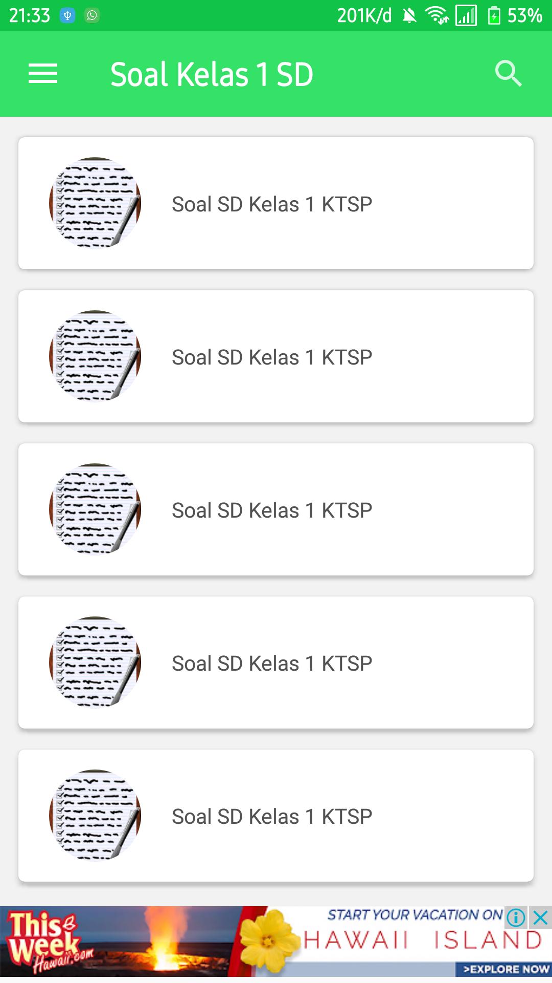 Contoh soal Pilihan Ganda Sd Kelas 1