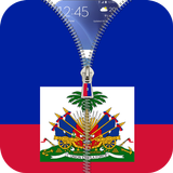 Haiti flag zipper Lock Screen icône