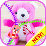 Zipper lock screen teddy bear آئیکن