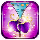 Purple Love Zipper Lock Screen icône