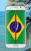 Brazil Flag Zipper Screen الملصق