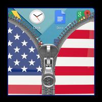 Usa Flag Zipper Lock Screen ポスター
