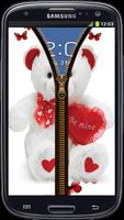 Teddy Bear Zipper Lock Screen Affiche