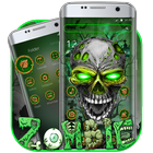 Icona Tema del cranio zombi verde