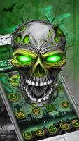 Thème de crâne de zombie vert Affiche