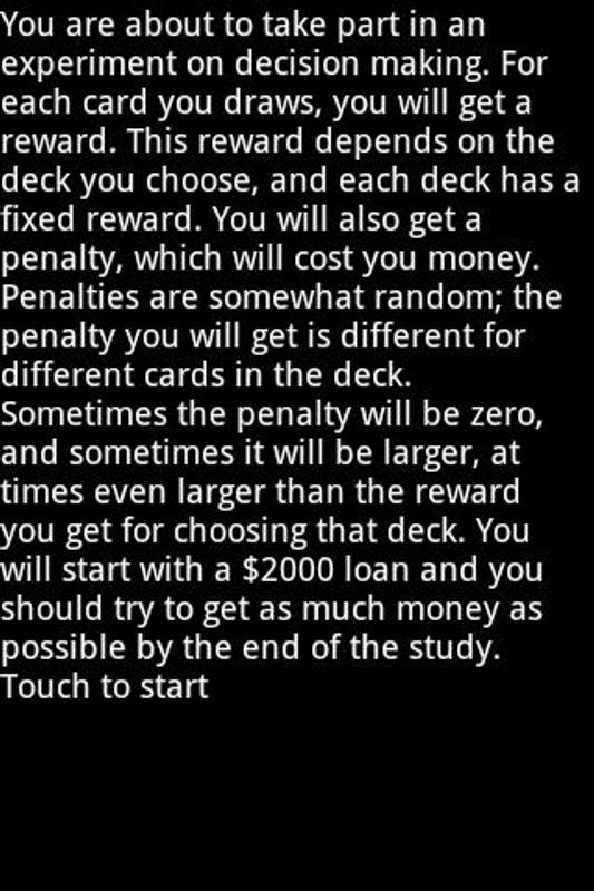 Bechara gambling task meaning