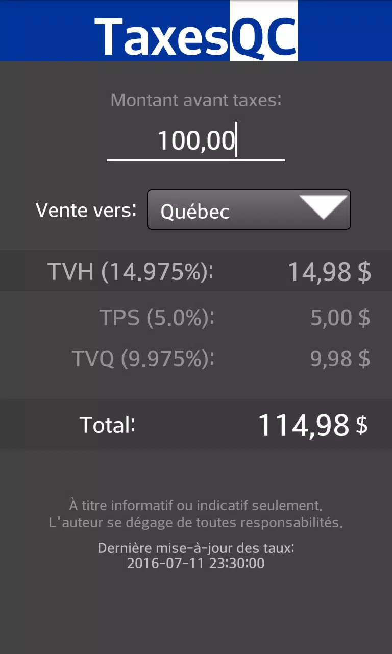 TaxeQC Calculateur TPS/TVQ/TVH APK for Android Download