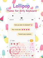 Pink Lollipop Candy Keyboard Theme for Girls capture d'écran 3