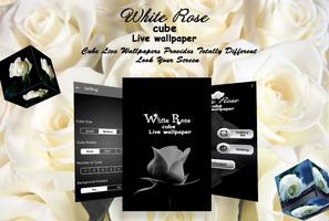 3D White Rose cube live wallpaper poster