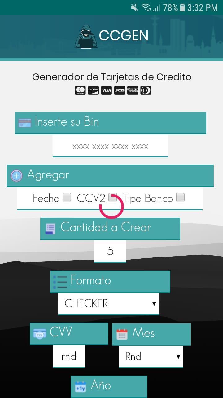 Generador de Tarjetas de Credito - CCGEN تصوير الشاشة 2