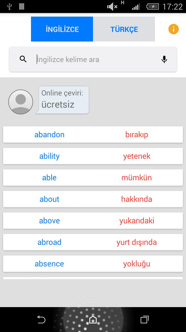 Türkçe İngilizce Çeviri APK per Android Download