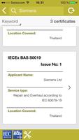 IECEx Service Certificates screenshot 3
