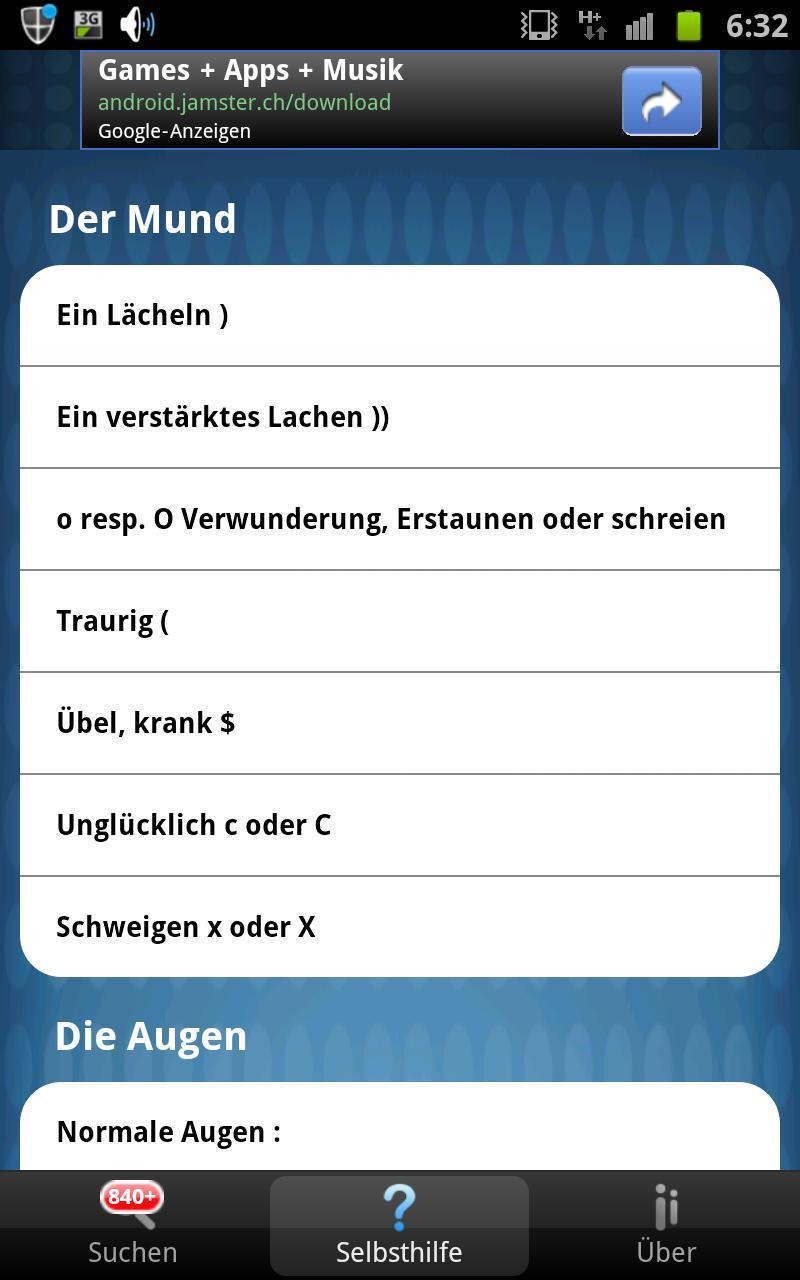 Sms smileys zeichen