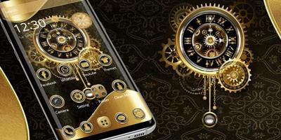 برنامه‌نما Clock Luxury Gold Theme عکس از صفحه