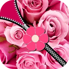 download Pink Rose Zipper Screen APK