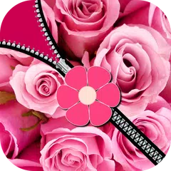 Скачать Pink Rose Zipper Screen APK