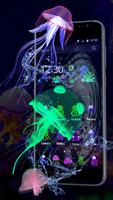 3D Cute Neon Jellyfish Theme скриншот 2