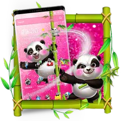 Cute Panda Pink Glitter Theme