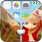 Cute Girl Zipper Lock Screen icono