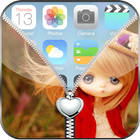 Cute Girl Zipper Lock Screen ikona