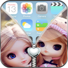 Cute Girls Zipper Lockscreen icône