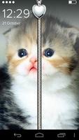 Kitty Love Zipper Lockscreen स्क्रीनशॉट 2