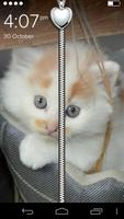 Cute White Kitty Zip Lock Affiche