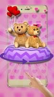 Cute Couple Teddy 3D Affiche