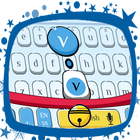 Cute Blue Cat Keyboard Theme Zeichen