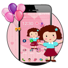 Cute Girl Pink Kawaii Theme ikona