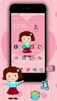 Cute Girl Pink Kawaii Theme plakat
