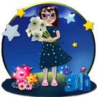 3d cute girl icône