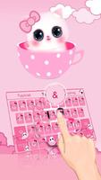 Pink Cute Kitty Keyboard Affiche