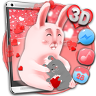 3D Cute Bunny Love Theme biểu tượng