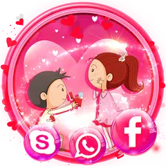 download Cute Love Couple Pink Theme APK