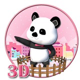 3d pink super panda theme ícone