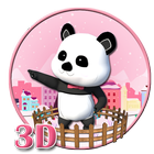 3d pink super panda theme-icoon