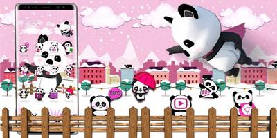 3d pink super panda theme syot layar 3