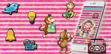 Cute Pink Monkey Theme