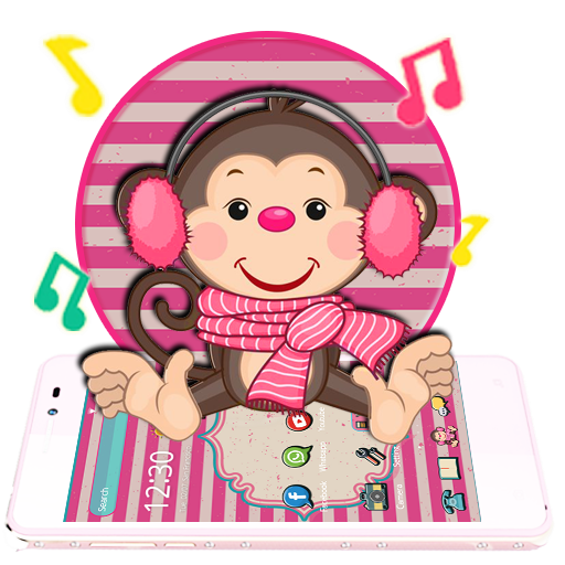 Cute Pink Monkey Theme