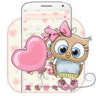 Cute Cartoon Owl Theme icono