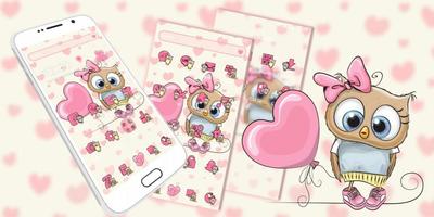 Cute Cartoon Owl Theme تصوير الشاشة 3