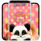 cute panda pink flower theme icône