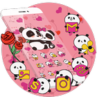 Rosa Panda Niedliche Ikonen Zeichen