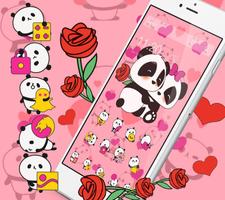 Pink Panda Cute Icons Affiche