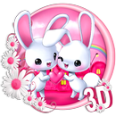 3d Cute Pink Bunny Theme APK