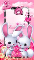3d Cute Pink Bunny โปสเตอร์