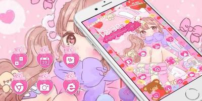 Pink Cute Girl Love syot layar 3