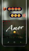 Amor Eiffel Tower Red Font Emoji Keyboard Affiche